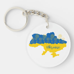 Karta i Ukraina med solros och ukrainsk flagga
