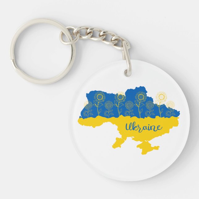 Karta i Ukraina med solros och ukrainsk flagga (Framsidan)