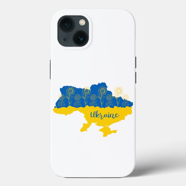 Karta i Ukraina med solros och ukrainsk flagga (Baksida)