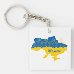 Karta i Ukraina med solros och ukrainsk flagga