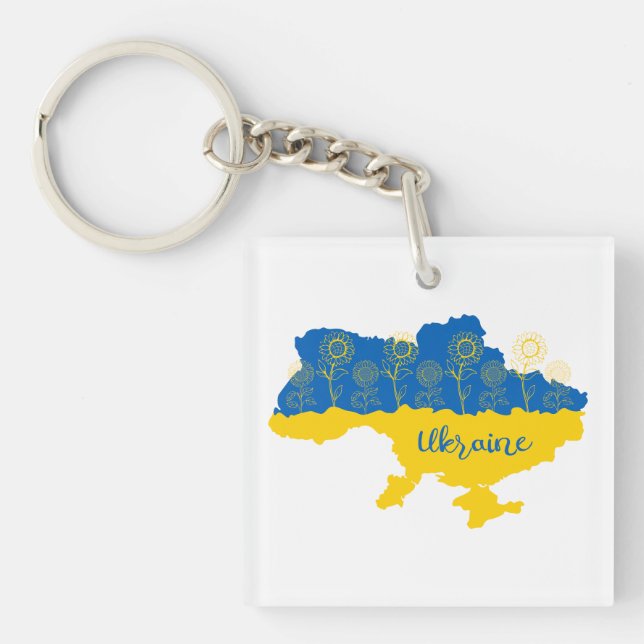 Karta i Ukraina med solros och ukrainsk flagga (Framsidan)