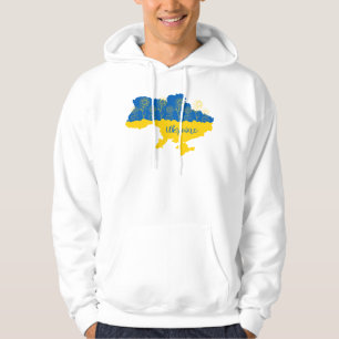 Karta i Ukraina med solros och ukrainsk flagga Hoodie