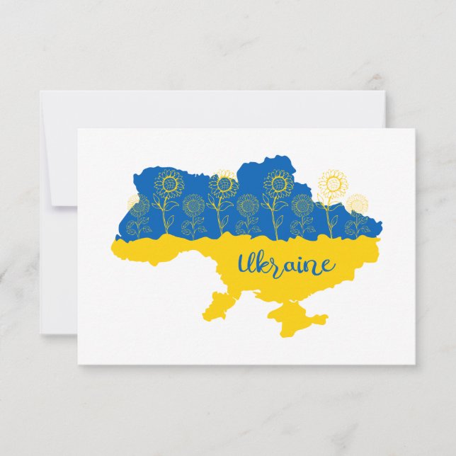Karta i Ukraina med solros och ukrainsk flagga OSA Kort (Framsida)