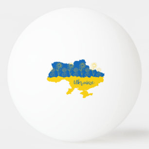 Karta i Ukraina med solros och ukrainsk flagga Pingisboll