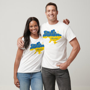 Karta i Ukraina med solros och ukrainsk flagga T Shirt