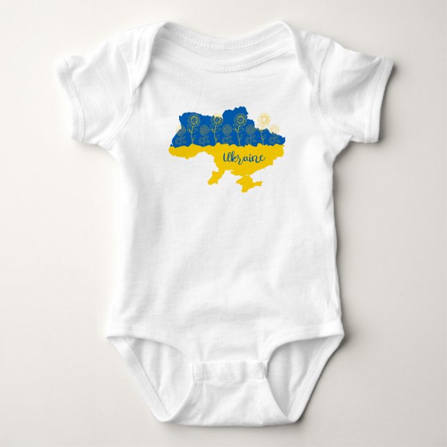Karta i Ukraina med solros och ukrainsk flagga T Shirt (Framsida)