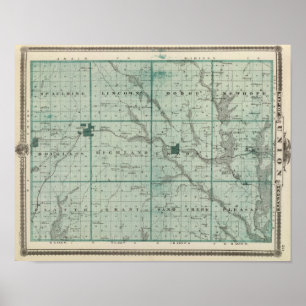 Karta i Union County, delstaten Iowa Poster