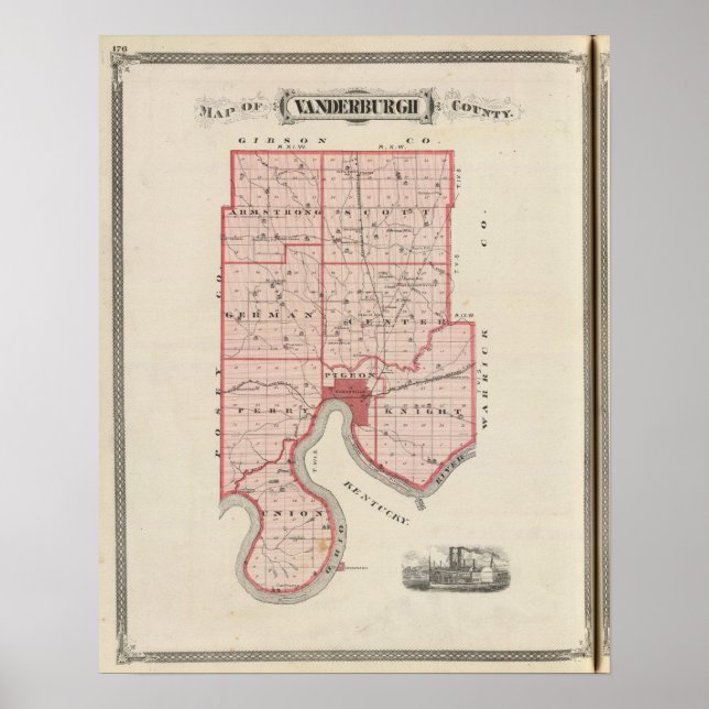 Karta i Vanderburgh County Poster (Framsidan)
