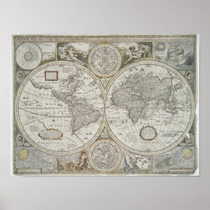 Karta i världen 1676 poster