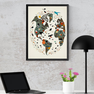 Karta i världen, Charley Harper Inspired Poster