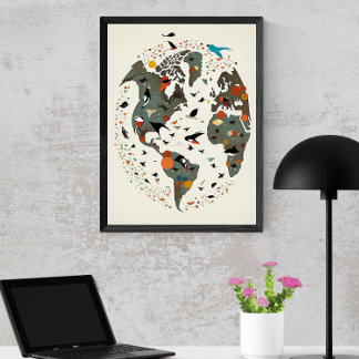 Karta i världen, Charley Harper Inspired Poster
