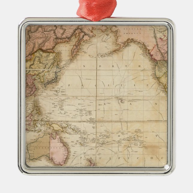 Karta i världen julgransprydnad metall (Framsidan)