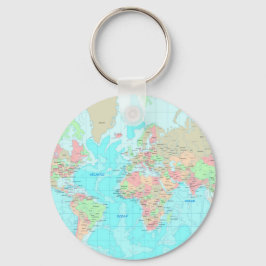 Karta i världen nyckelring