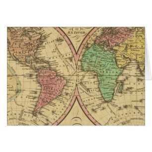 Karta i världen om den globala prognosen hälsningskort