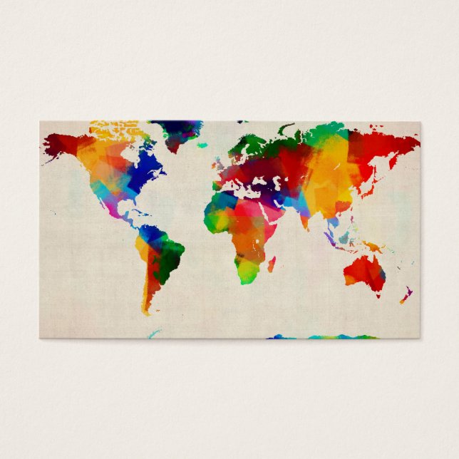 Karta i världskartan från gammal Lakan Music Visitkort (Framsidan)