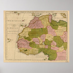 Karta i Väster Afrika (c 1718) Poster