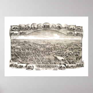Karta i Väster Medford, Massachusetts 1897 Poster