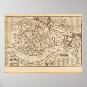 Karta i Venedig av Nicolas de Fer 1725 Poster