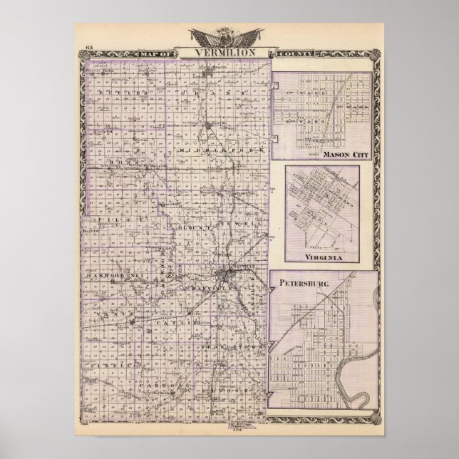 Karta i Vermilion County, Mason City Poster (Framsidan)