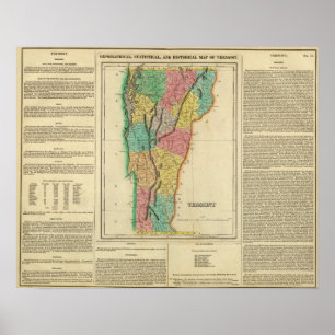 Karta i Vermont Poster