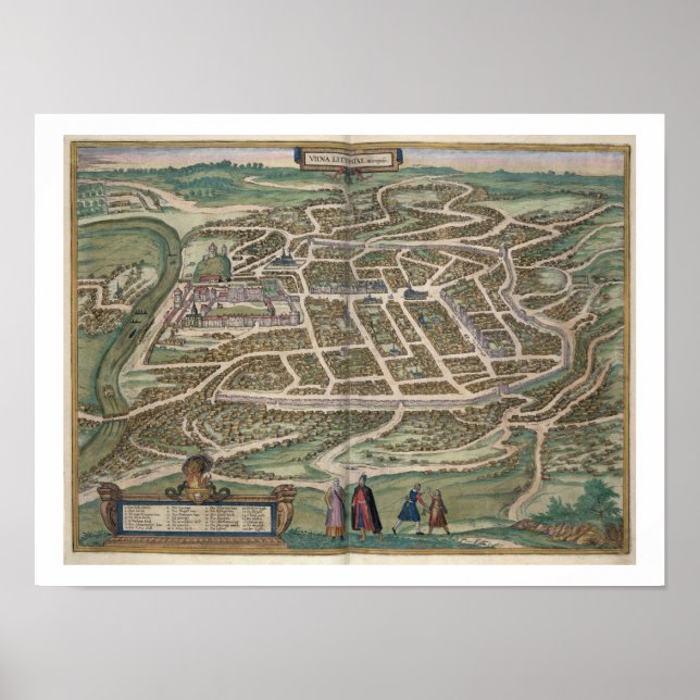 Karta i Vilnius, Litauen, från "Civitates Orbis T Poster (Framsidan)