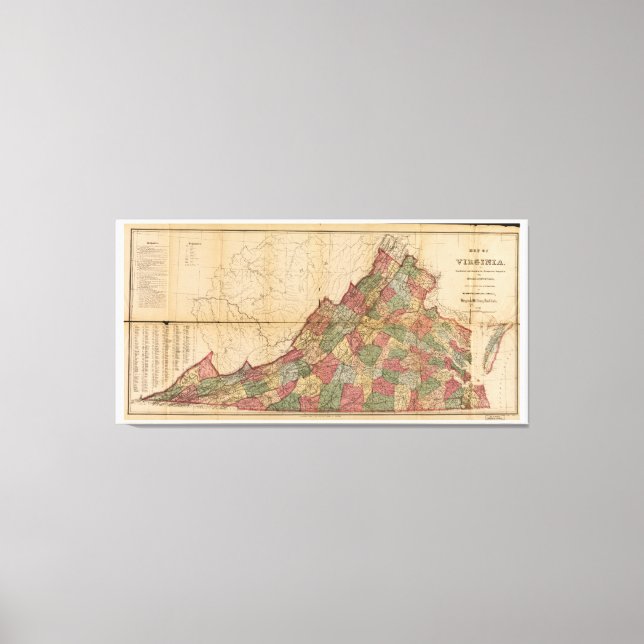 Karta i Virginia (1871) Canvastryck (Framsida)