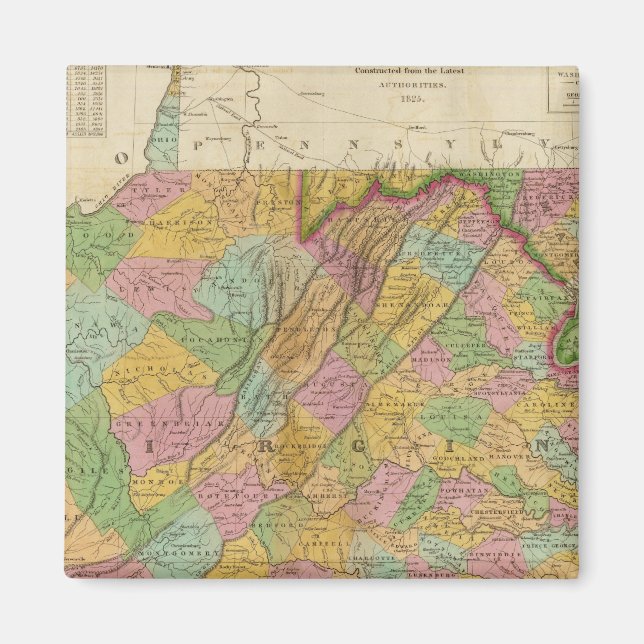 Karta i Virginia och Maryland Magnet (Framsidan)