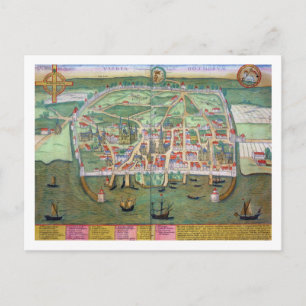 Karta i Visby, från "Civitates Orbis Terrarum" av Vykort