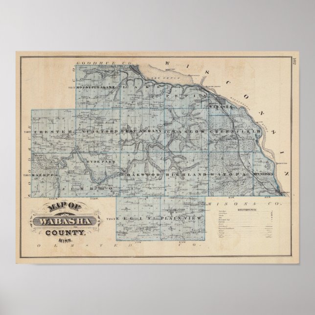 Karta i Wabasha County, Minnesota Poster (Framsidan)