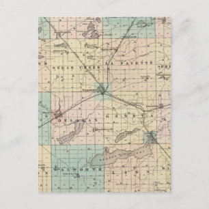 Karta i Walworth County, delstaten Wisconsin Vykort