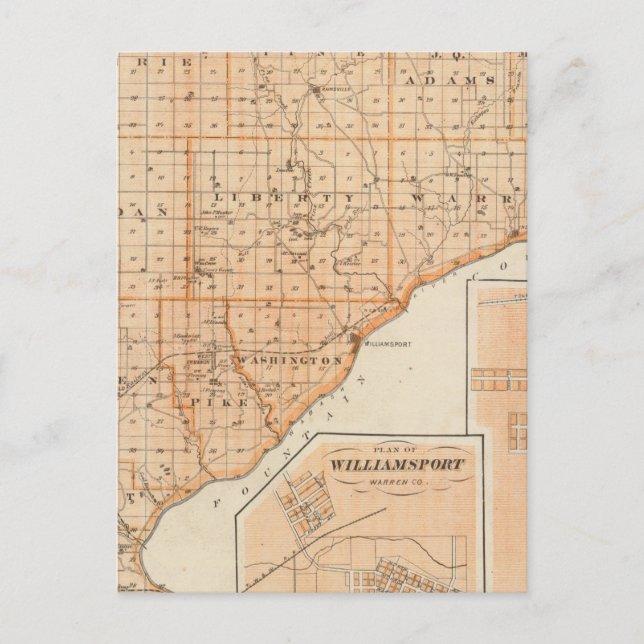 Karta i Warren County med Libanons plan Väster Vykort (Framsida)