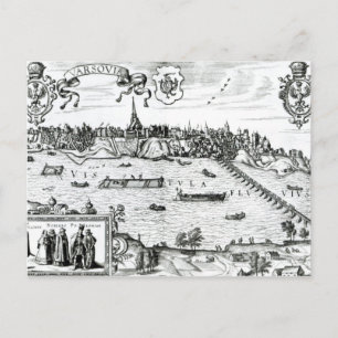 Karta i Warszawa, från "Civitates Orbis Terrarum"  Vykort