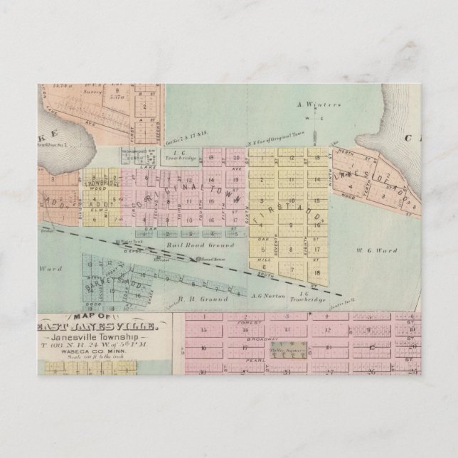 Karta i Waseca, Minnesota Vykort (Framsida)