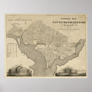 Karta i Washington D.C. (1820) Poster