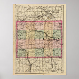 Karta i Washtenaw County, Michigan Poster