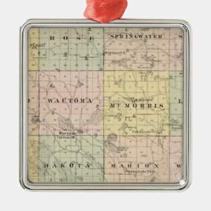 Karta i Waushara County, Necedah and Wautoma Julgransprydnad Metall