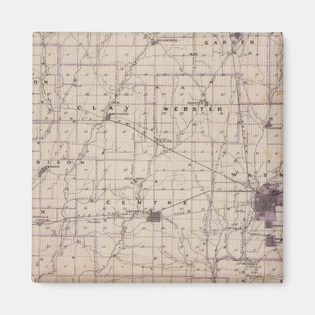 Karta i Wayne County 2 Magnet (Framsidan)