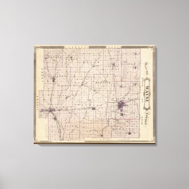 Karta i Wayne County Canvastryck (Framsida)