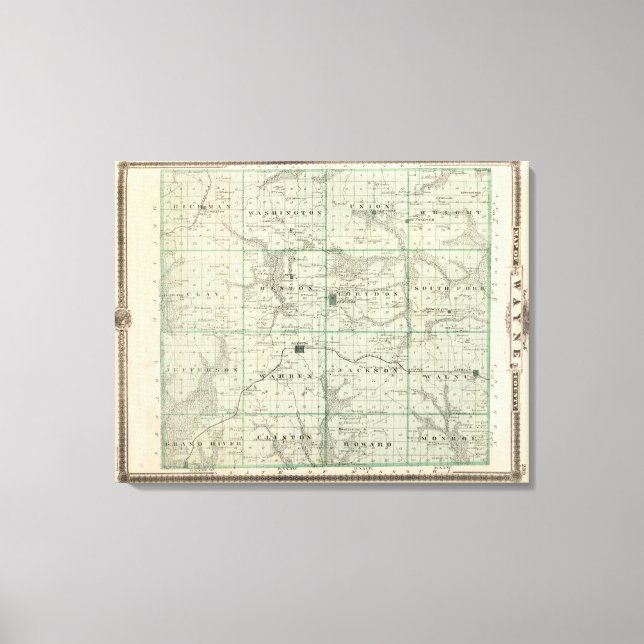Karta i Wayne County, delstaten Iowa Canvastryck (Framsida)