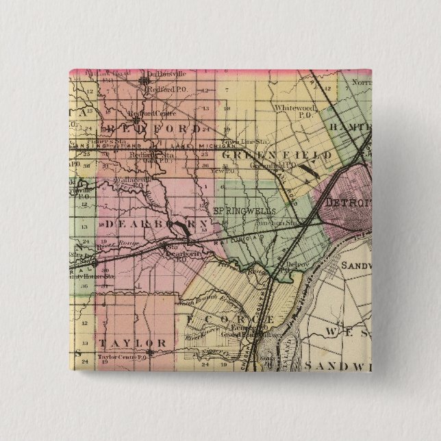 Karta i Wayne County, Michigan Knapp (Framsida)