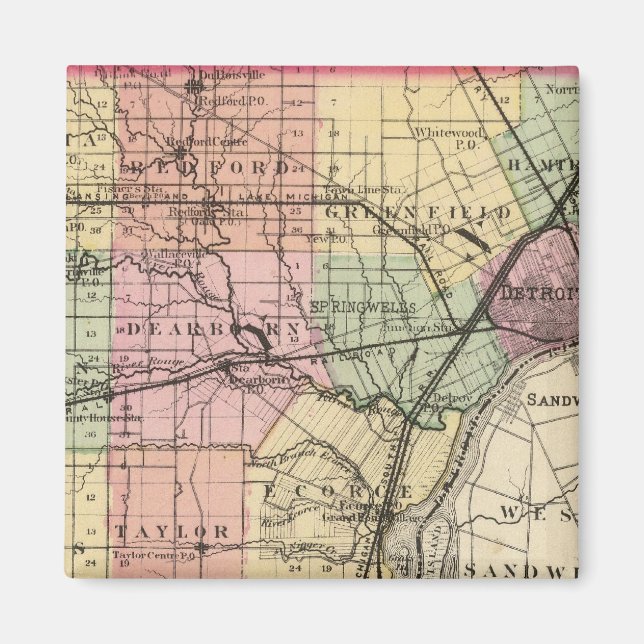 Karta i Wayne County, Michigan Magnet (Framsidan)