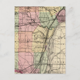 Karta i Wayne County, Michigan Vykort