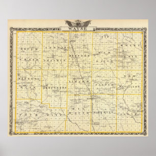 Karta i Wayne County Poster