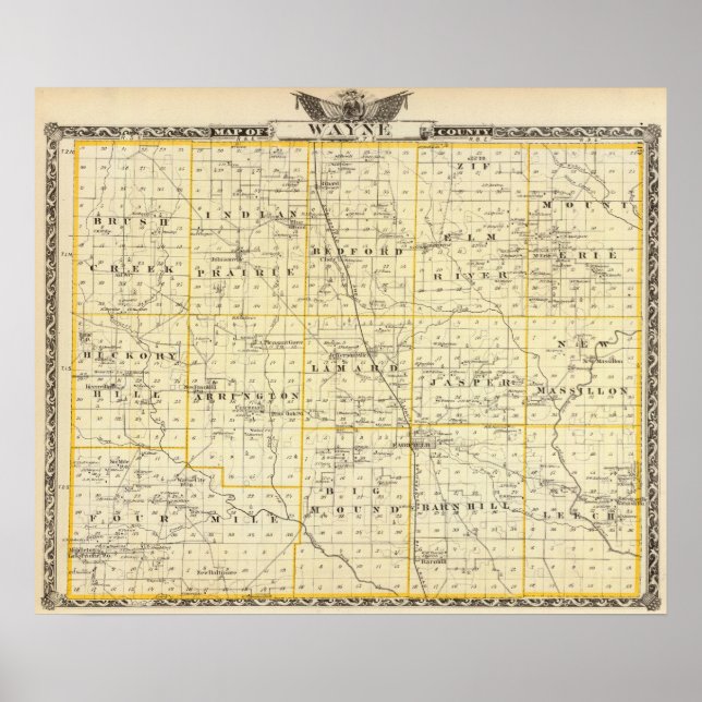 Karta i Wayne County Poster (Framsidan)