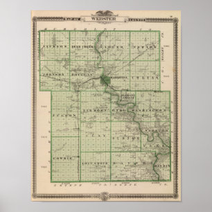 Karta i Webster County, delstaten Iowa Poster