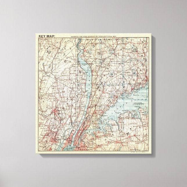Karta i Westchester County, New York Canvastryck (Framsida)
