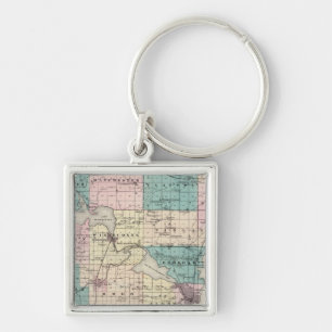 Karta i Whusago County, delstaten Wisconsin Fyrkantig Silverfärgad Nyckelring