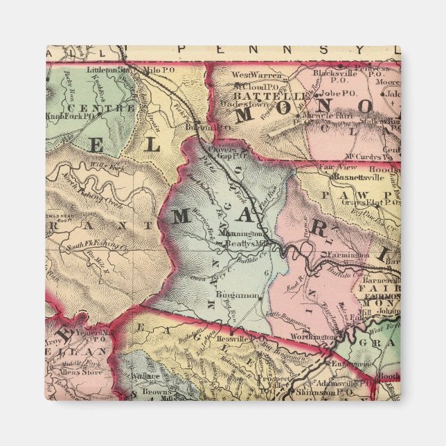 Karta i Winfield, Väster Virginia Magnet (Framsidan)