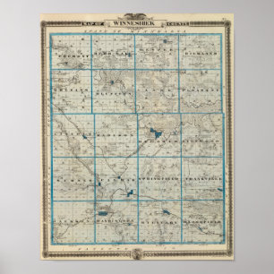 Karta i Winneshiek County, delstaten Iowa Poster