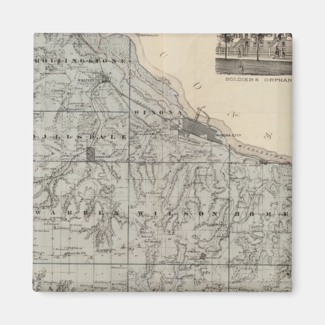 Karta i Winona County, Minnesota Magnet (Framsidan)
